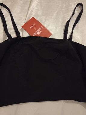 Old Navy Black Corset Crop Top Smocked Back Adjustable Straps NWT Size S